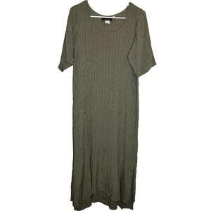 VTG Basement Midi Shift Dress 90s Made in USA Plaid Scoop Neck Black Tan S/M